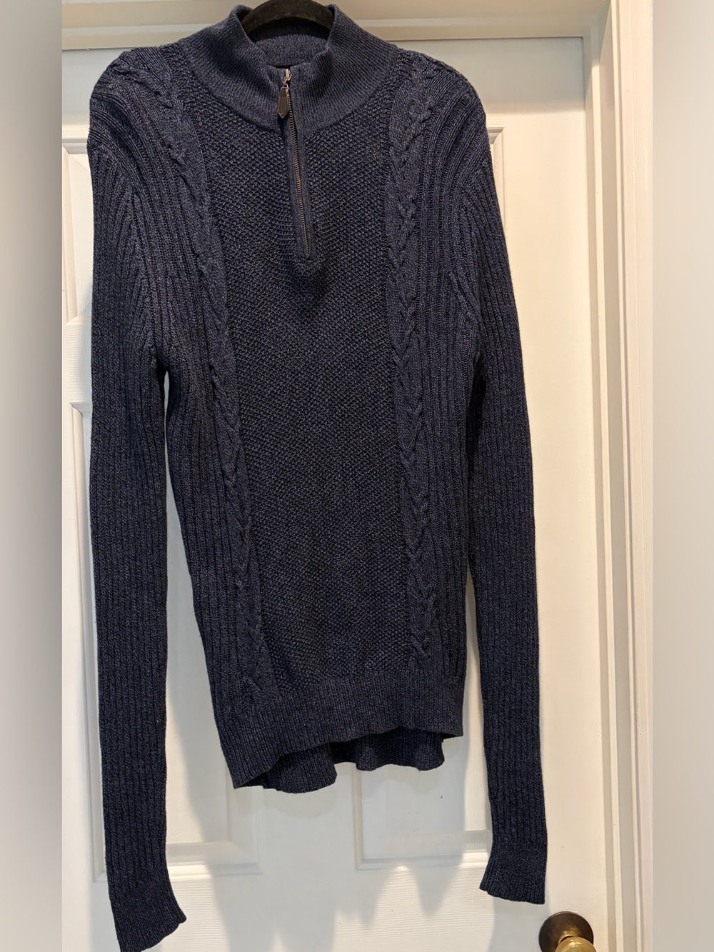 Saks Fifth Avenue Navy Zip-Up Cable Knit Sweater